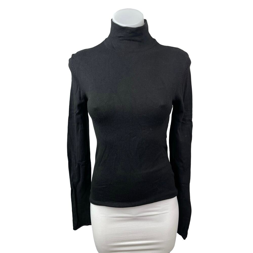 Zara Women's Black Turtle Neck Long Sleeve Slim Sweater Basic Tee T-Shirt Top S